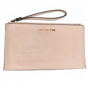 Michael Kors Jet Set Pale Pink Leather Large Clutch Wristlet